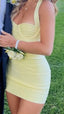 Classy Sheath Sweetheart Neck Yellow Short Mini Formal 8Th Grade Homecoming Dresses Middle School Hoco Court Dress 21St Birthday Dress Hoco Outfits