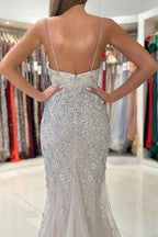 Classy Spaghetti-Straps Sleeveless Mermaid Lace Evening Dresses