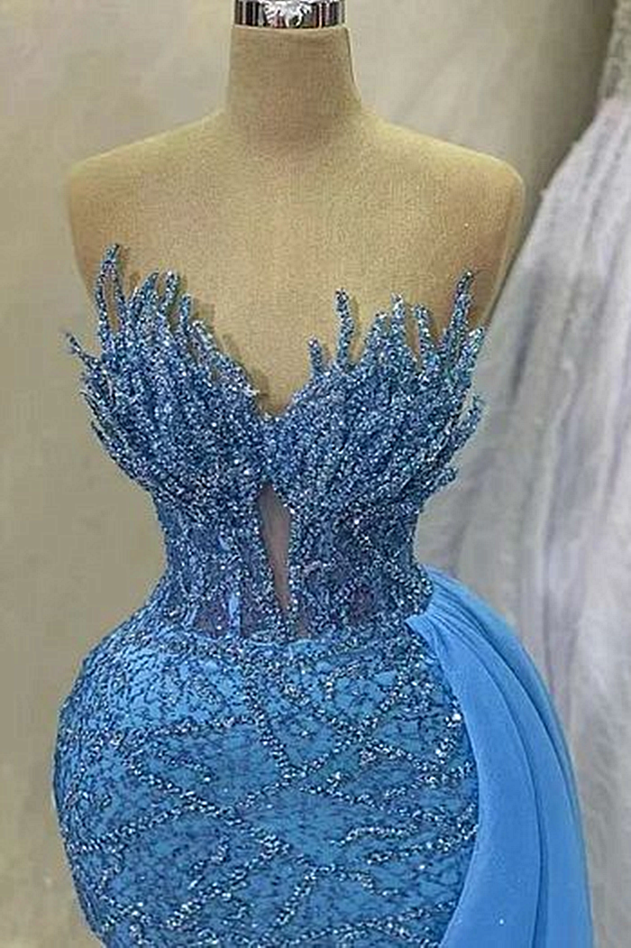 Classy Sweetheart Blue Dusty Mermaid Floor Length Sleeveless Prom Dresses