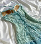 Classy Tiffany Blue Lace Appliques Short Birthday Outfits Homecoming Dress Spaghetti Strap Cocktail Dress