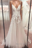 Classy V-Neck Spaghetti-Straps Sleeveless Long Lace Wedding Dress Online