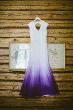 Colored Wedding Dress, Purple And White Wedding Dress, Ombre Wedding Dress Prom Dress