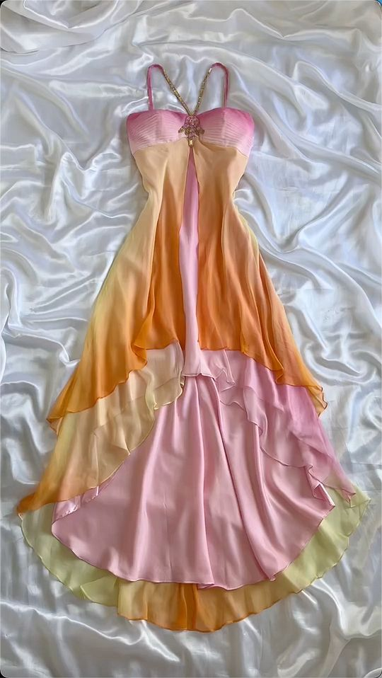 Vintage Colorful Beaded Sheath Chiffon Prom Dress Party Dress Secondary image