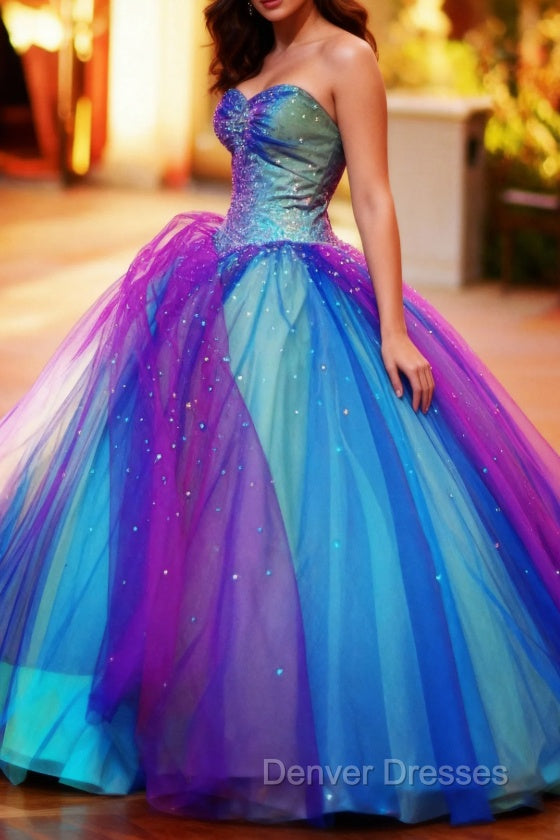 Colorful Floor Length Long Prom Dress, Colorful Formal Dress Secondary image
