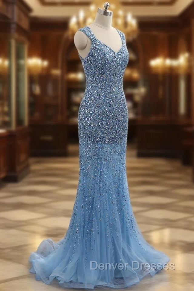 Crystal Beaded Prom Dress Elegant Mermaid Long Evening Dress Main image