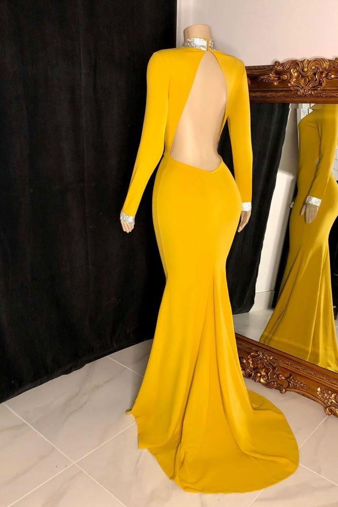 Curvy Long Sleevess Open Back Mermaid Evening Dresses Secondary image