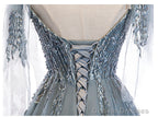 Custom Beautiful Tulle Lace Beaded Tea Length Straps A-Line Prom Dress, New Style Junior Party Dresses