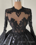 Custom Black African Wedding Gown, Satin Black Wedding Dress, African Evening Prom Dress