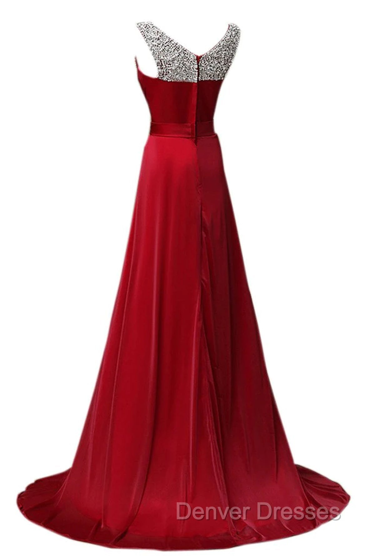 Custom Made A Line Dark Red Round Neck Long Prom Dress, Bridesmaid Dress, Formal Dress