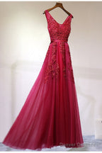 Custom Made A Line Gray/Navy Blue/Burgundy Lace Prom Dresses, Bridesmaid Dresses, Lace Graduation Dresses