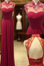 Custom Made A Line High Neck Backless Lace Prom Dress, Long Formal Dress, Bridesmaid Dress