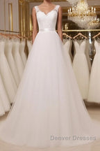 Custom Made A Line Round Neck Lace Tulle White Long Prom Dress, White Lace Formal Dress, White Evening Dress