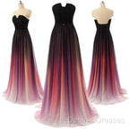Custom Made Backless Ombre Chiffon Long Prom Dress, Ombre Bridesmaid Dress, Formal Dress