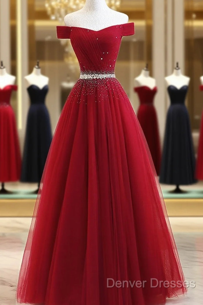 Custom Made Burgundy Off Shoulder Prom Dress, Burgundy Formal Dress, Off Shoulder Evening Dress, Bridesmaid Dress