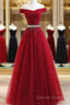 Custom Made Burgundy Off Shoulder Prom Dress, Burgundy Formal Dress, Off Shoulder Evening Dress, Bridesmaid Dress