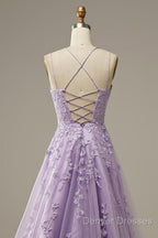 Custom Made Lace Lilac Prom Dress Violet Purple Long Evening Dress