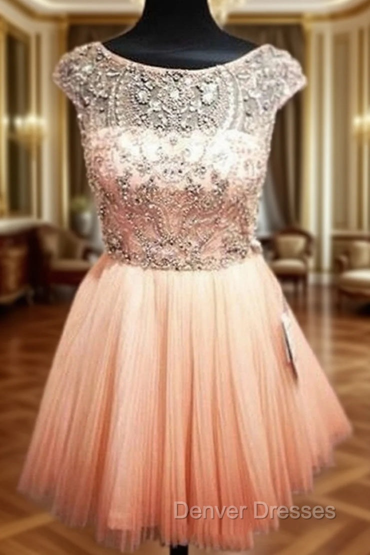 Custom Made Round Neck Pink Short Prom Dress, Short Graduation Dress, Short Homecoming Dress