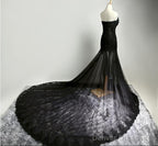 Custom Made Sweetheart Neck Mermaid Black Lace Prom Dresses With Sweep Train, Black Lace Formal Dresses