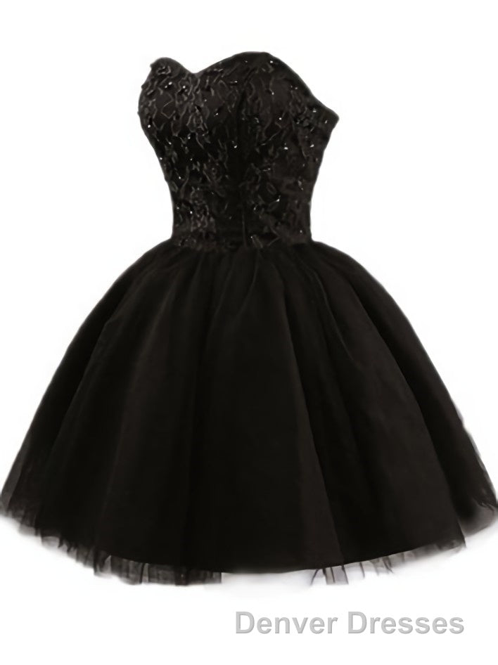Sweetheart Short Black Lace Prom Dress, Black Lace Graduation / Homecoming Dress Secondary image