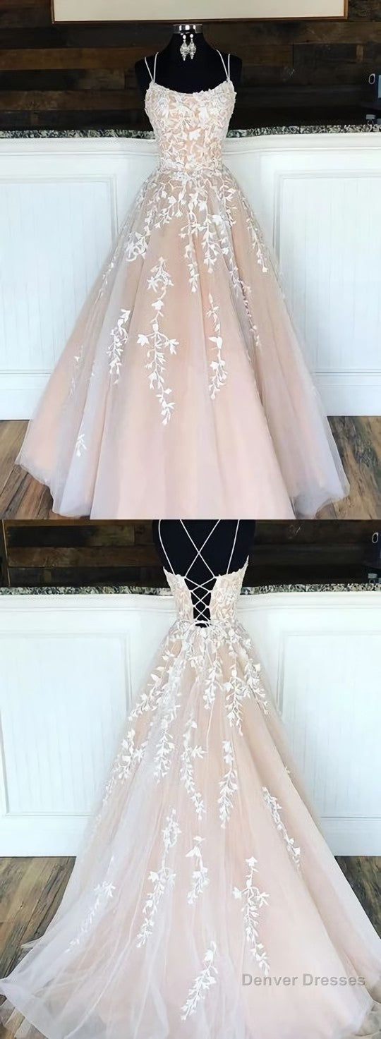Custom made tulle lace long prom dress, evening dress Main image