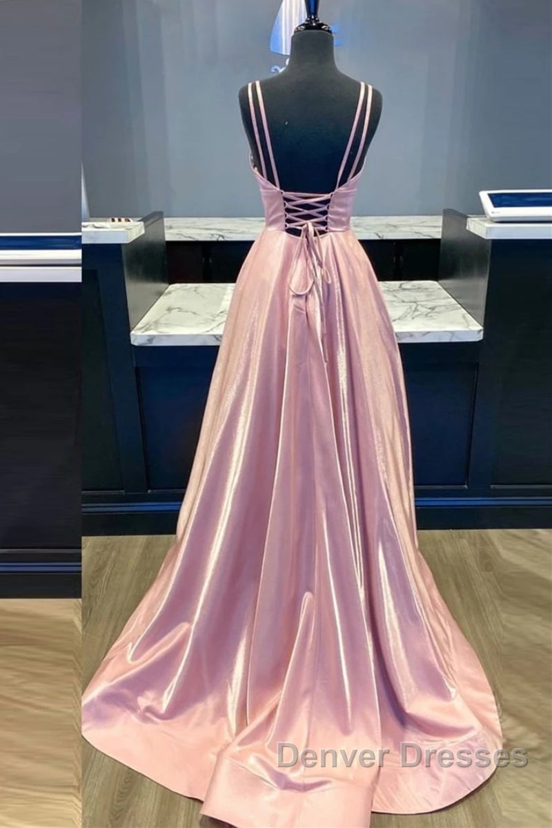 Custom Made V Neck Backless Pink Prom Dress, Backless Pink Formal Dress, Simple Pink Evening Dress Secondary image