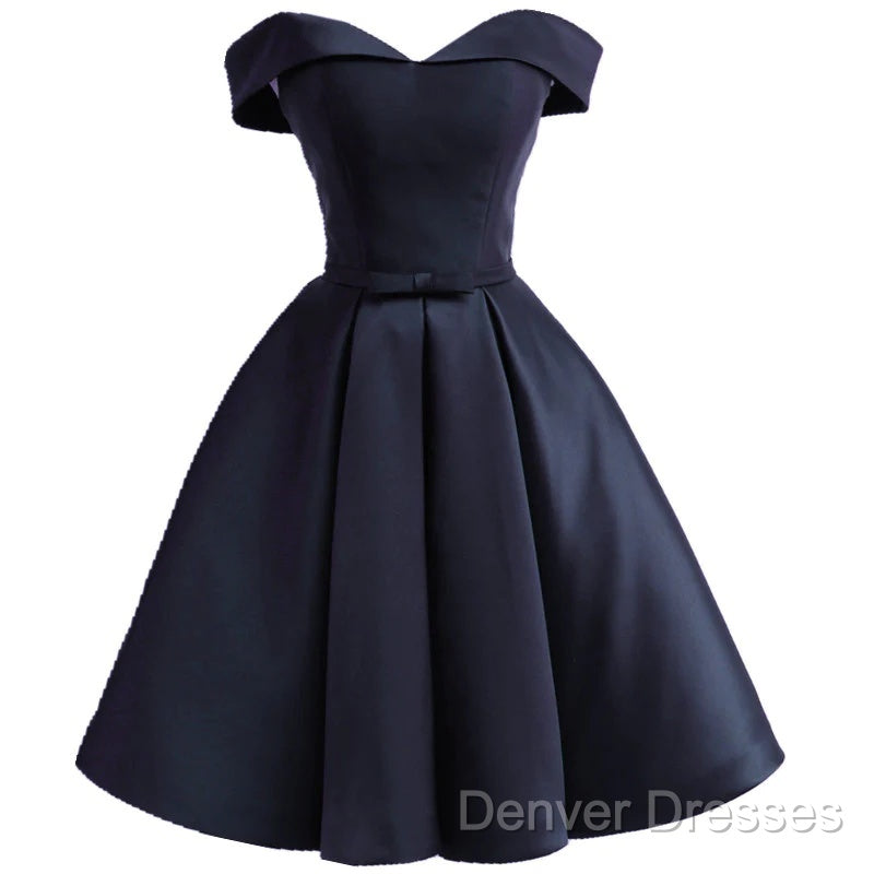Custom Navy Blue Short Off Shoulder Sweetheart Party Dress, Navy Blue Party Dress Secondary image