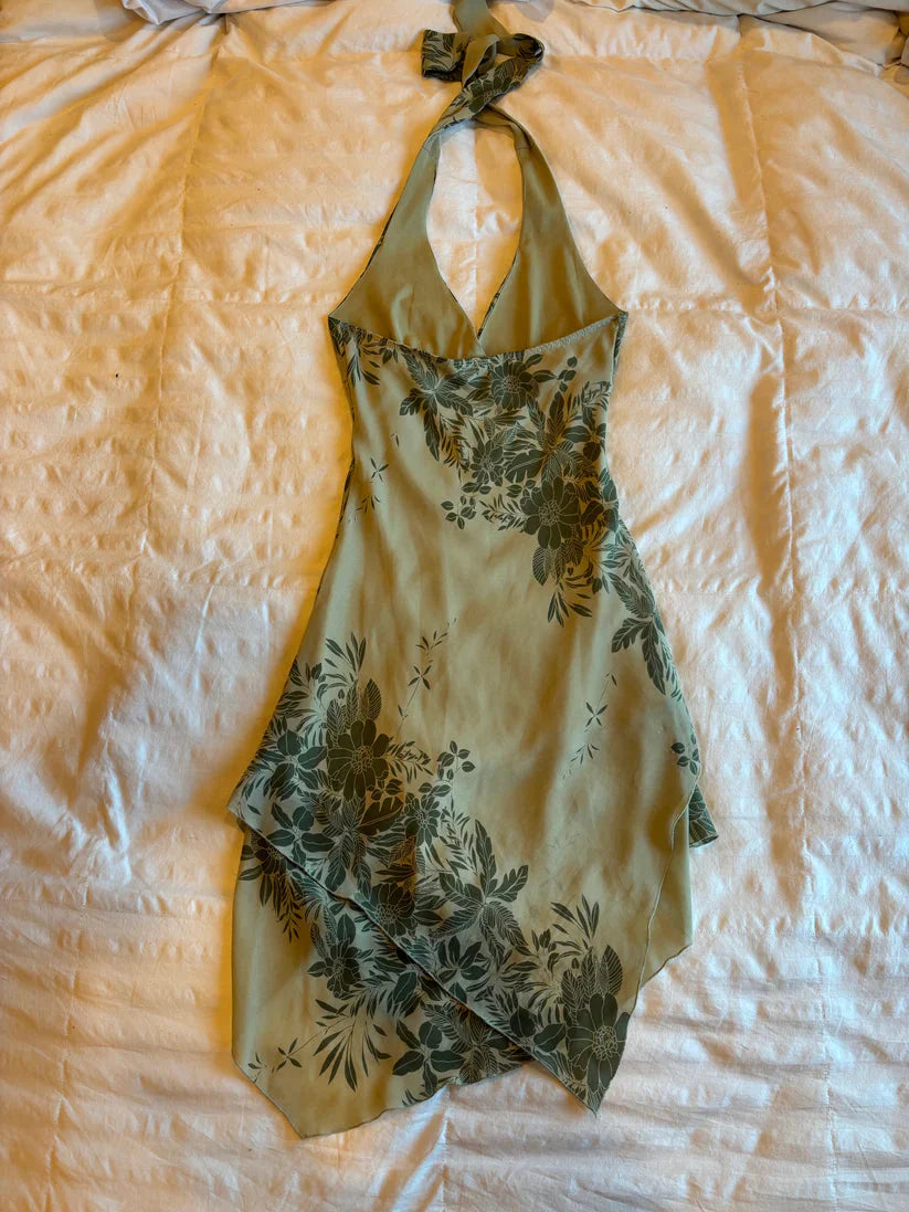 Cute A Line Halter Green Short Chiffon Homecoming Dress Cocktail Dress