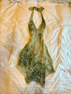 Cute A Line Halter Green Short Chiffon Homecoming Dress Cocktail Dress