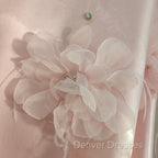 Cute A Line Halter Pink Travel Vacation Dress Short Satin Birthday Dress