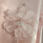 Cute A Line Halter Pink Travel Vacation Dress Short Satin Birthday Dress