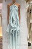 Cute A Line Halter Ruffled Floral Blue Summer Holiday Dress WomenS Long Vacation Dress