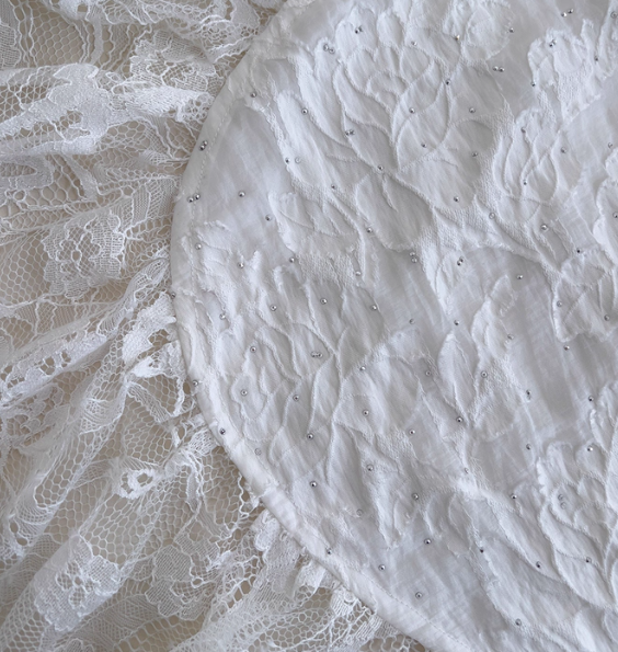 Cute A Line Spaghetti Strap Tiered Pearl White Lace Party Dress Evening Dress