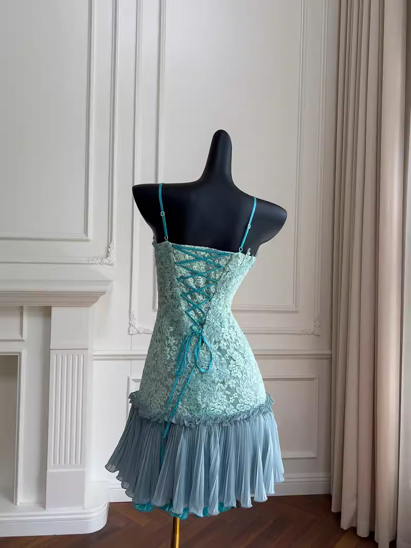 Cute A Line Spaghetti Straps Lace Birthday Outfit Homecoming Dress Secondary image