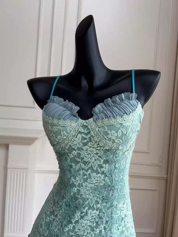 Barbie Raquel A Line Spaghetti Straps Green Lace Short Outfit Homecoming Dress