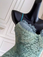 Barbie Raquel A Line Spaghetti Straps Green Lace Short Outfit Homecoming Dress