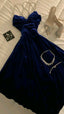 Cute A Line Spaghetti Straps Royal Blue Velvet Homecoming Dress 21St Birthday Outfit