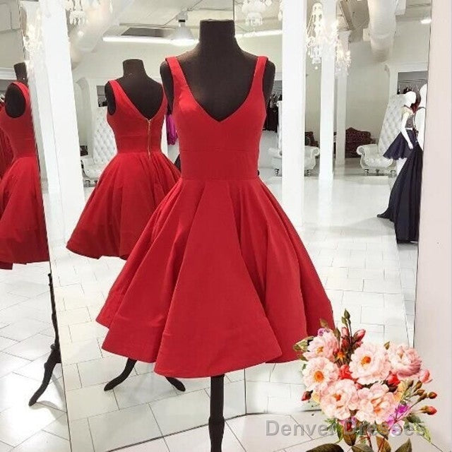 Cute A Line V Neck Homecoming Dresses Short Satin Prom Gowns Secondary image