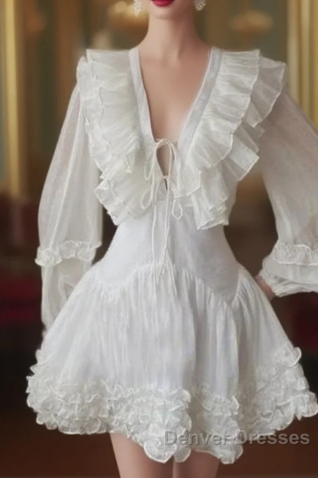Cute A Line White Homecoming Dress 18Th Birthday Outfits Main image