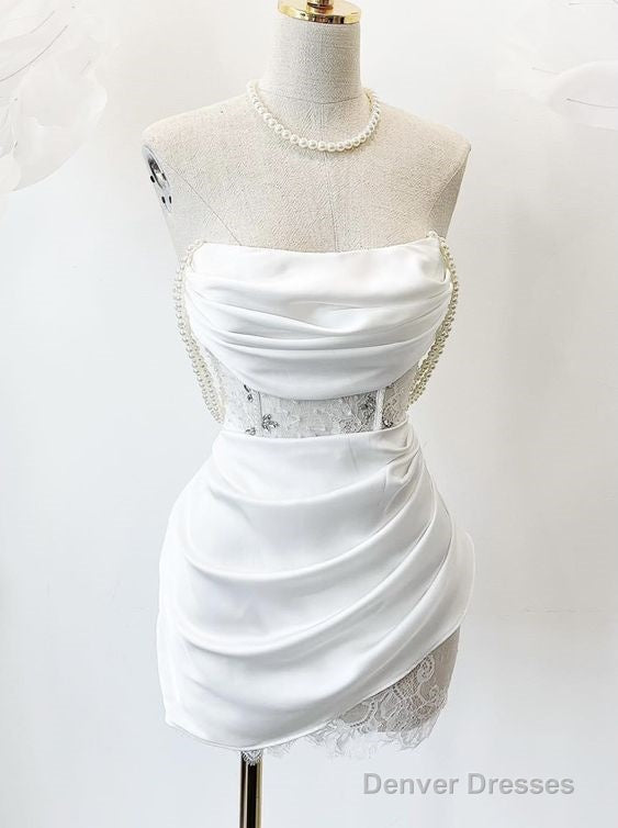 Cute A Line White Strapless Homecoming Dress 18Th Birthday Outfits Secondary image