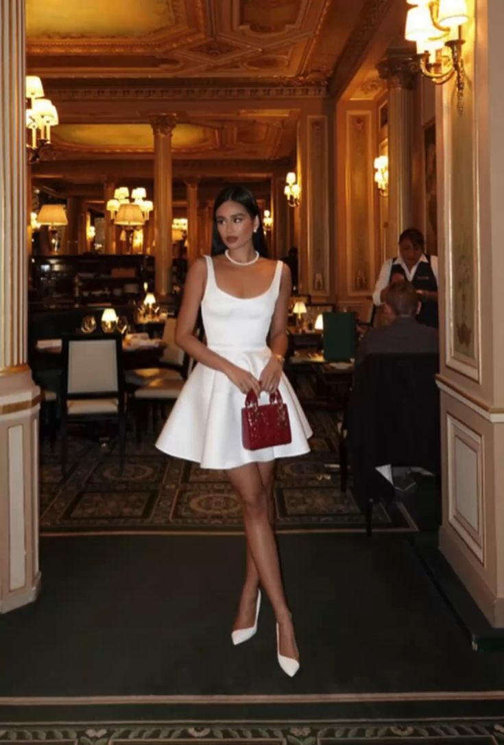 Cute A Line White Straps Homecoming Dress 18Th Birthday Outfits Main image