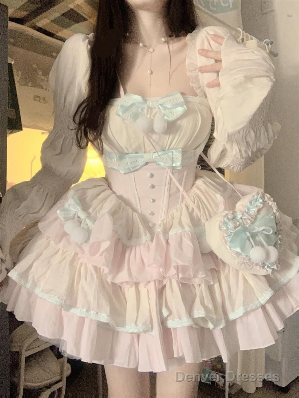 Cute Ball Gown Square Neckline Pink Satin Short Birthday Dresses Birthday Outfits