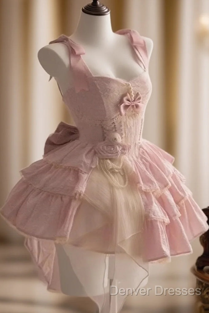 Cute Ball Gown Straps Sleeveless Short Pink Birthday Dress Birthday Outfits Main image