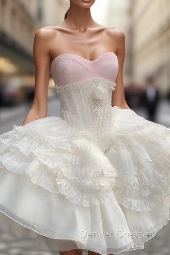 Cute Ball Gown White Straps Homecoming Dress 18Th Birthday Outfits