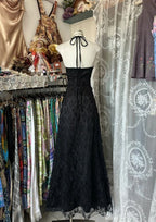 Cute Black Lace V-Neckline A-Line Halter Party Dress, Black Charming Style Prom Dress