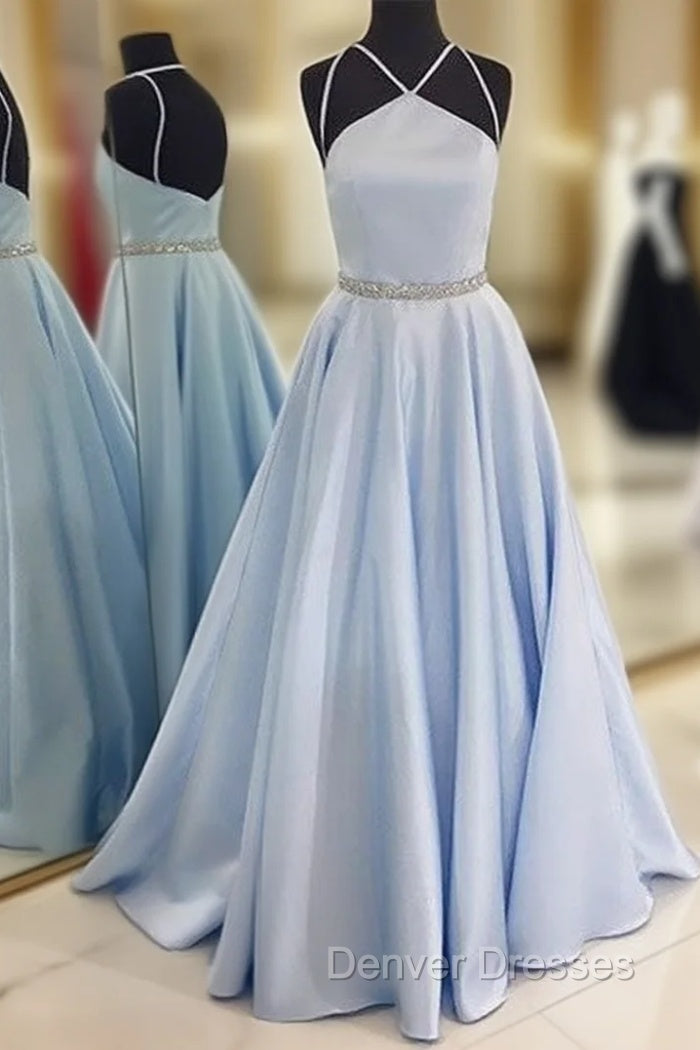 Cute Blue Long Prom Dress, Blue Long Formal Dress