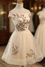 Cute Champagne Off Shoulder Knee Length Prom Dress , Lovely Formal Dress