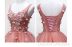 Cute Dark Pearl Pink Knee Length V-Neckline Flower Homecoming Dress, New Party Dress