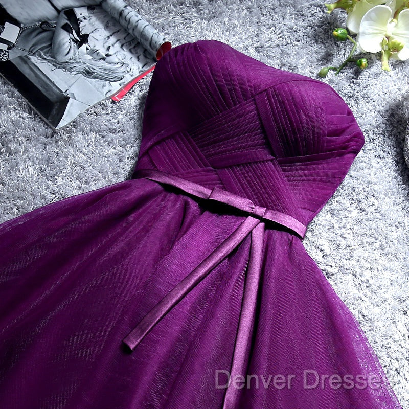 Cute Dark Purple Tulle Short Bridesmaid Dress, Tulle Party Dress, Short Formal Dress Secondary image