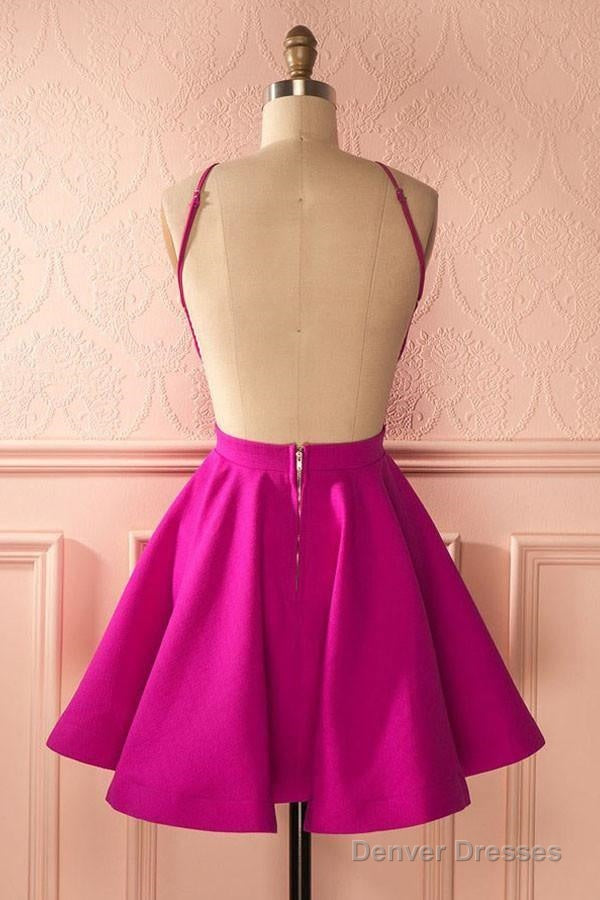 Cute Hot Pink Backless Short Homecoming Dress Party Dress Secondary image