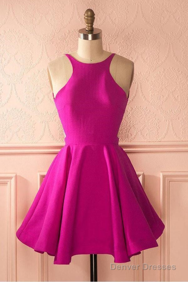 Cute Hot Pink Backless Short Homecoming Dress Party Dress Main image